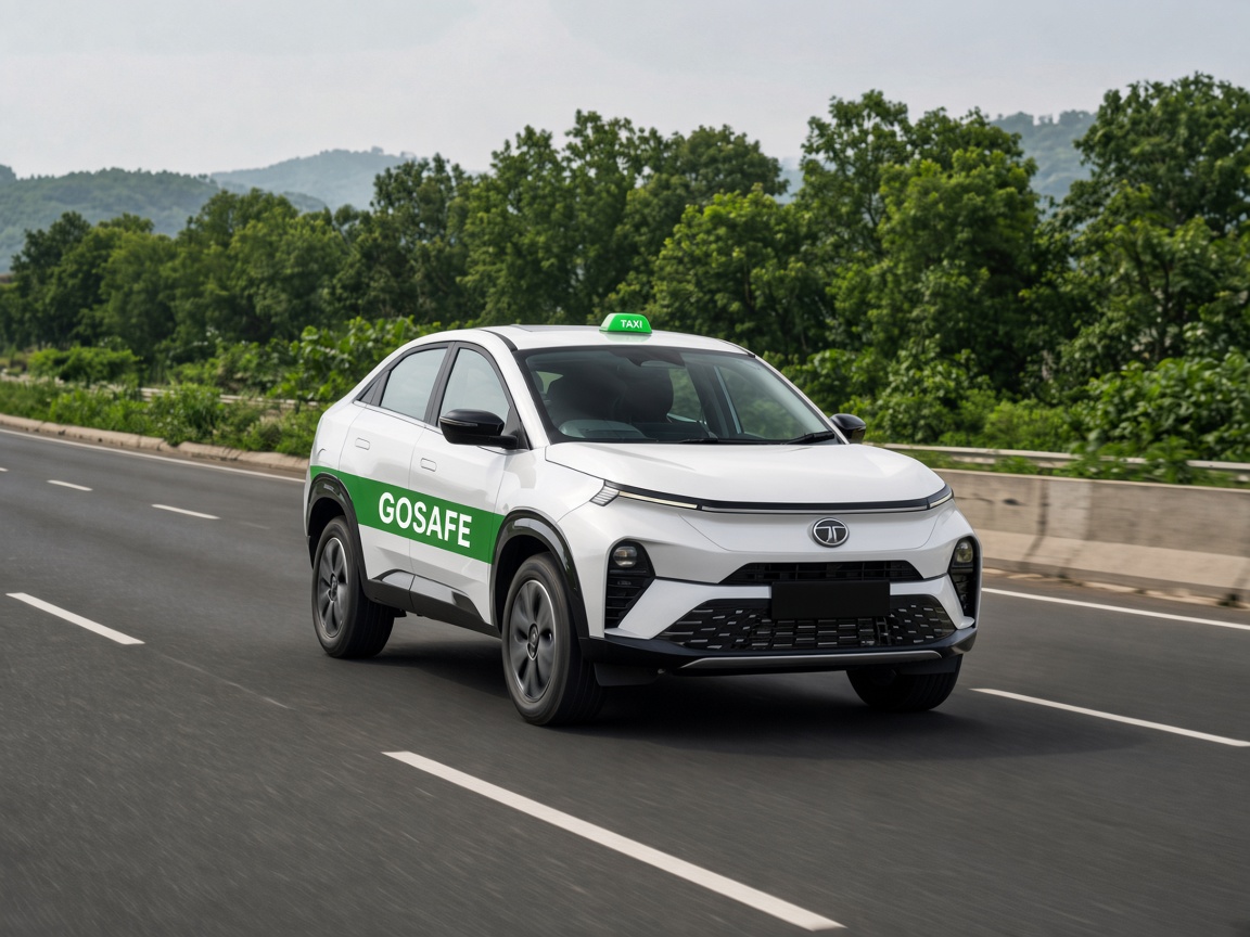 Tata Curvv EV GOSAFE taxi on the highway